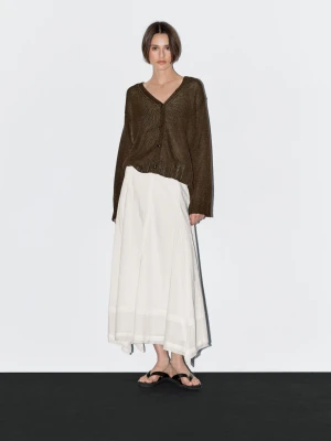 Kardigan Z Lnianej Dzianiny Z Guzikami - Czekoladowy - - Massimo Dutti - Kobieta