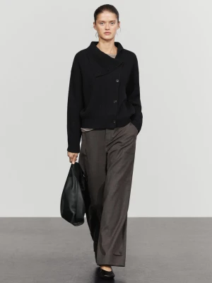 Kardigan Z Mieszanki Kaszmiru Z Detalem Guzików - Czarny - Massimo Dutti - Female