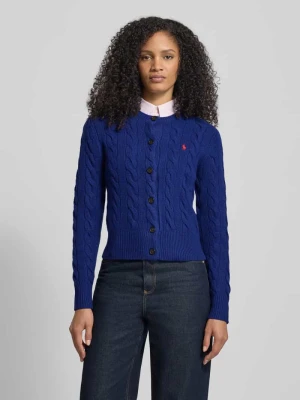 Kardigan z mieszanki wełny i kaszmiru z wyhaftowanym logo Polo Ralph Lauren Ciemnoniebieski