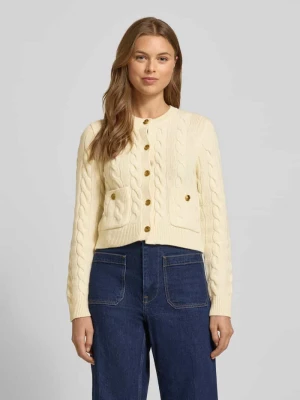 Kardigan z mieszanki wełny lana i kaszmiru ze ściegiem warkoczowym Polo Ralph Lauren