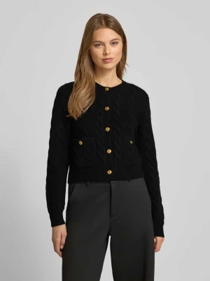 Kardigan z mieszanki wełny lana i kaszmiru ze ściegiem warkoczowym Polo Ralph Lauren