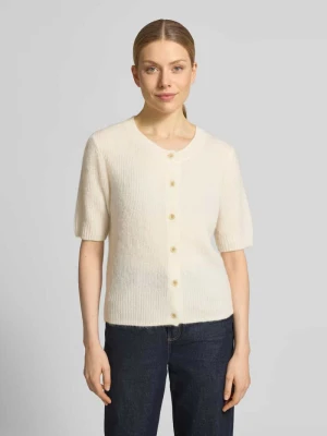 Kardigan z mieszanki wełny z rękawem o dł. 1/2 model 'Thora' MOS MOSH