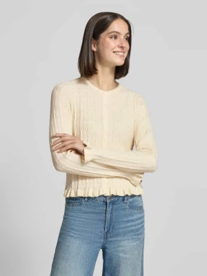 kardigan o kroju slim fit z mieszanki wiskozy model 'rayulka' Vila Beżowy