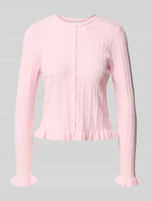 kardigan o kroju slim fit z mieszanki wiskozy model 'rayulka' Vila Różowawy