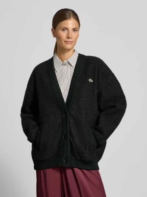 Kardigan z naszywką z logo Lacoste Antracytowy