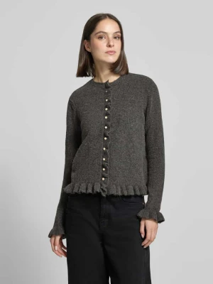 kardigan o kroju regular fit z okrągłym dekoltem model 'Jacia' Vila Ciemnoszary