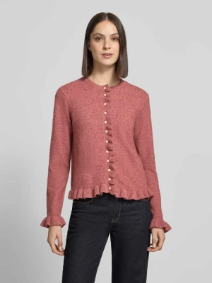 kardigan o kroju regular fit z okrągłym dekoltem model 'Jacia' Vila Różowawy