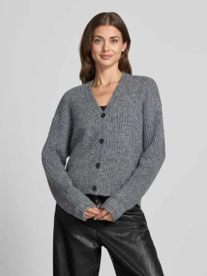 kardigan z ozdobne guziki Jake*s Casual 'K106-LurexCardi' Średnioszary melanż