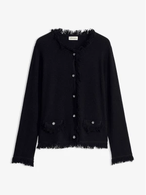 Kardigan z przędzy boucle BonPrix czarny