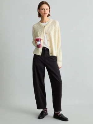 Kardigan z warkoczowym splotem w stylu oversize Marc O'Polo červená