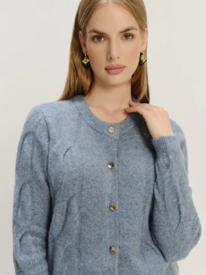 Kardigan z warkoczowym splotem z domieszką wełny Greenpoint