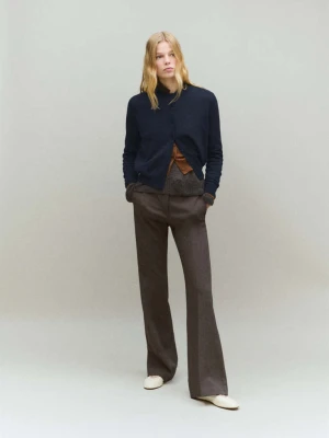 Kardigan z wełnianej dzianiny ciemnogranatowy - Kobieta - - MANGO