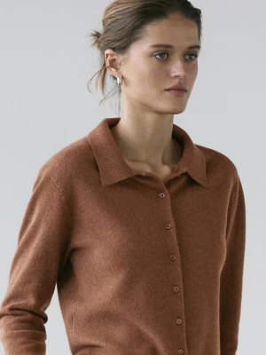 Kardigan Z Wełnianej Dzianiny - Toffee - - Massimo Dutti - Kobieta