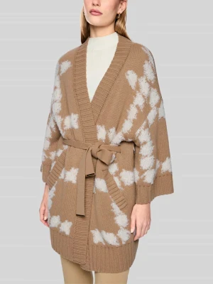 Kardigan z wiązanym paskiem i rękaw o dł. 3 / 4 Marc Cain Camel