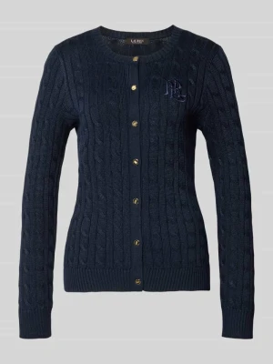 kardigan z wyhaftowanym logo Lauren Ralph Lauren Granatowy