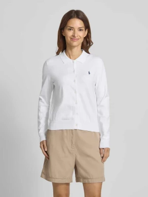 Kardigan z wykładanym kołnierzem i wyhaftowanym logo Polo Ralph Lauren Biały