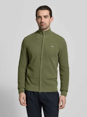 Kardigan z zamkiem błyskawicznym dwustronnym i wyhaftowanym logo Gant
