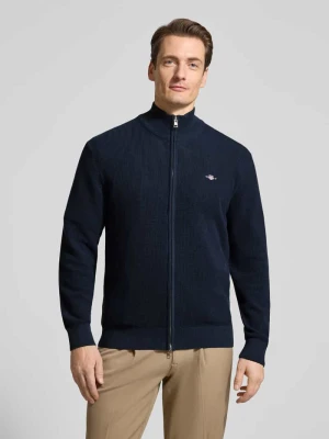 Kardigan z zamkiem błyskawicznym dwustronnym i wyhaftowanym logo Gant