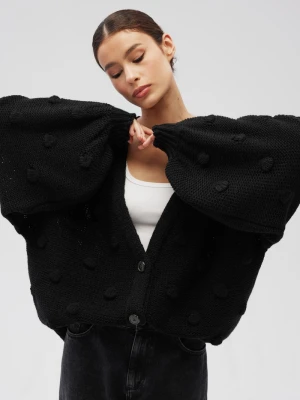 Kardigan zapinany na guziki w kolorze BLACK - BUBLE-UNI Marsala