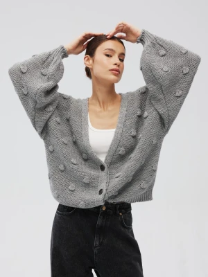 Kardigan zapinany na guziki w kolorze GREY - BUBLE-UNI Marsala