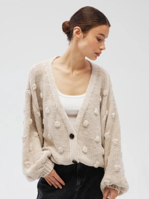 Kardigan zapinany na guziki w kolorze LIGHT BEIGE - BUBLE-UNI Marsala