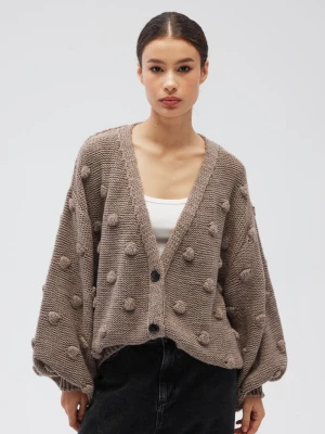 Kardigan zapinany na guziki w kolorze LIGHT BROWN - BUBLE-UNI Marsala