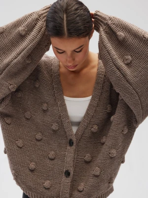 Kardigan zapinany na guziki w kolorze LIGHT BROWN - BUBLE-UNI Marsala