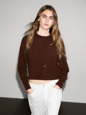 Kardigan Ze 100% Kaszmiru Z Długim Rękawem - Bordowy - - Massimo Dutti - Kobieta
