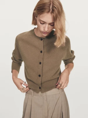 Kardigan Ze 100% Kaszmiru Z Długim Rękawem - Karmelowy - - Massimo Dutti - Kobieta