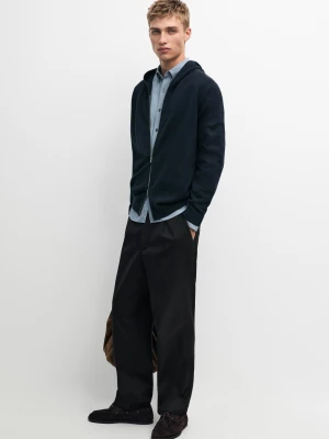 Kardigan Ze 100% Kaszmiru Z Kapturem - Granatowy - Massimo Dutti - Male