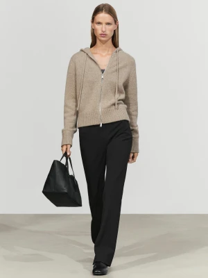 Kardigan Ze 100% Kaszmiru Z Kapturem I Zamkiem - Beżowy - Massimo Dutti - Female