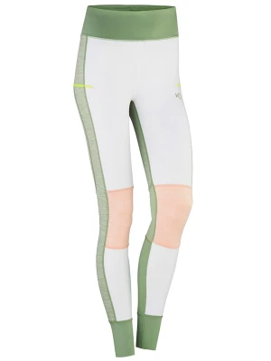 KARI TRAA Legginsy funkcyjne "Stil" w kolorze biało-zielono-jasnoróżowym rozmiar: L