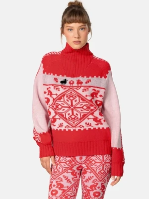 Kari Traa sweter z dodatkiem wełny SAGA damski kolor różowy z golfem 623841