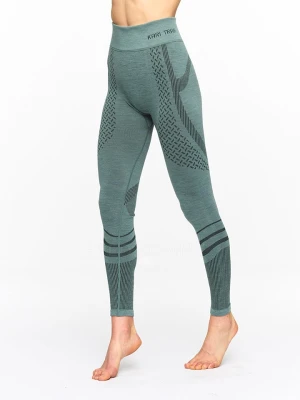 KARI TRAA Wełniane legginsy funkcyjne "Oline" w kolorze zielonym rozmiar: L/XL