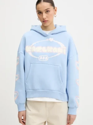 Karl Kani bluza damska kolor niebieski z kapturem z nadrukiem 61210082