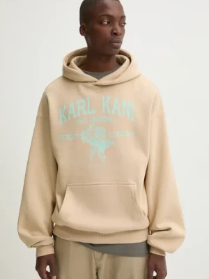 Karl Kani bluza męska kolor beżowy z kapturem z nadrukiem 60210104
