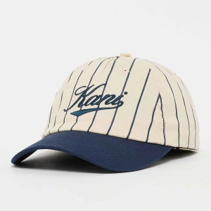 Karl Kani Cursive Varsity Pinstripe Baseball Cap off white/dark blue uniseks Czapki biały rozmiar Akcesoria