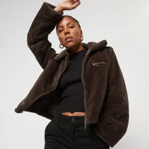 Karl Kani Metal Signature Fake Fur Jacket kobiety Kurtki dżinsowe brązowy rozmiar Odzież