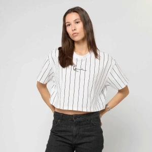 Karl Kani Small Signature Essential Pinstripe Crop Tee kobiety T-Shirty i Polo biały rozmiar Odzież