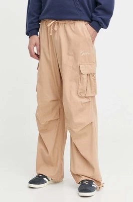 Karl Kani spodnie bawełniane kolor beżowy proste