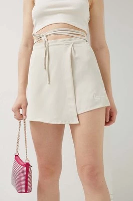 Karl Kani szorty damskie kolor beżowy wzorzyste medium waist