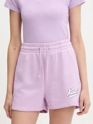 Karl Kani szorty damskie kolor fioletowy z nadrukiem high waist PD00005434
