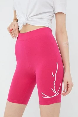 Karl Kani szorty damskie kolor różowy z aplikacją high waist KW2210371-pink