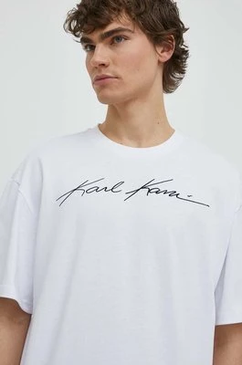 Karl Kani t-shirt bawełniany męski kolor biały z aplikacją