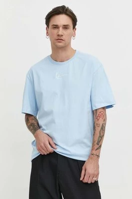 Karl Kani t-shirt bawełniany męski kolor niebieski z aplikacją