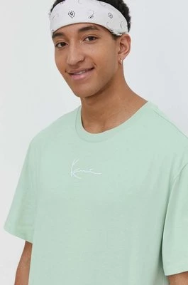 Karl Kani t-shirt bawełniany męski kolor zielony gładki