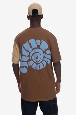 Karl Kani t-shirt bawełniany Signature Block Tee kolor brązowy wzorzysty 6037512-BROWN