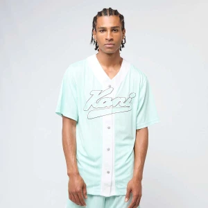 Karl Kani Varsity Logo Pinstripe Baseball Shirt mężczyźni Koszule niebieski rozmiar Odzież