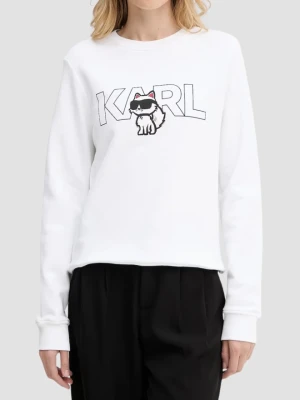 Zdjęcie produktu KARL LAGERFELD Biała bluza damska Ikon z nadrukiem, Rozmiar M