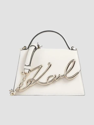 KARL LAGERFELD Biała mała skórzana torebka K/Signature 2.0